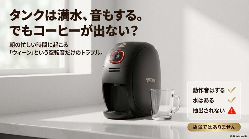 ネスカフェバリスタの水満タンなのに出ないトラブルのイメージ図解