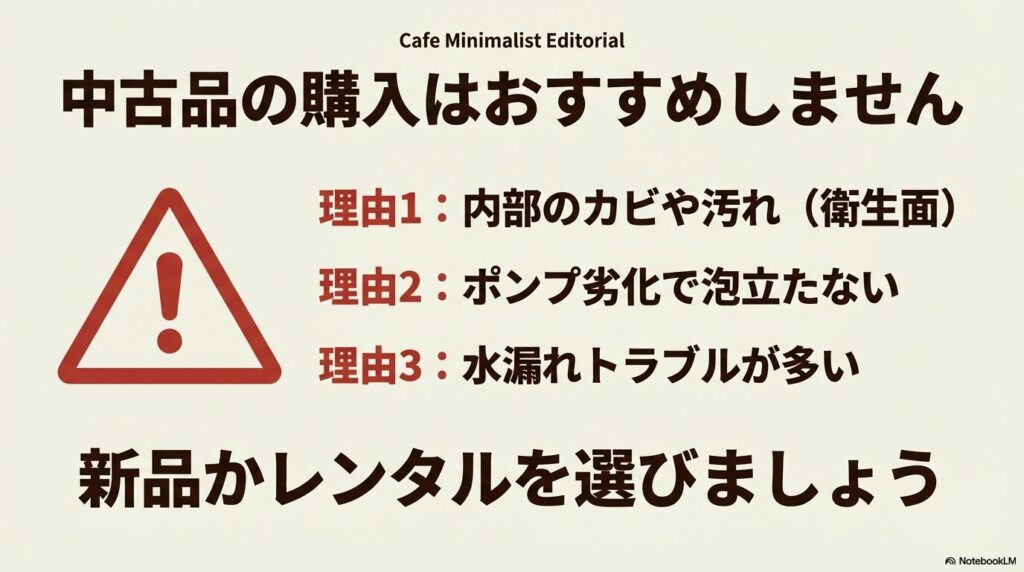 中古バリスタの購入を推奨しない3つの理由（衛生面・故障）